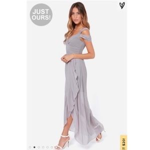 LULUS Exclusive Candied Petals Grey Maxi Dress size small